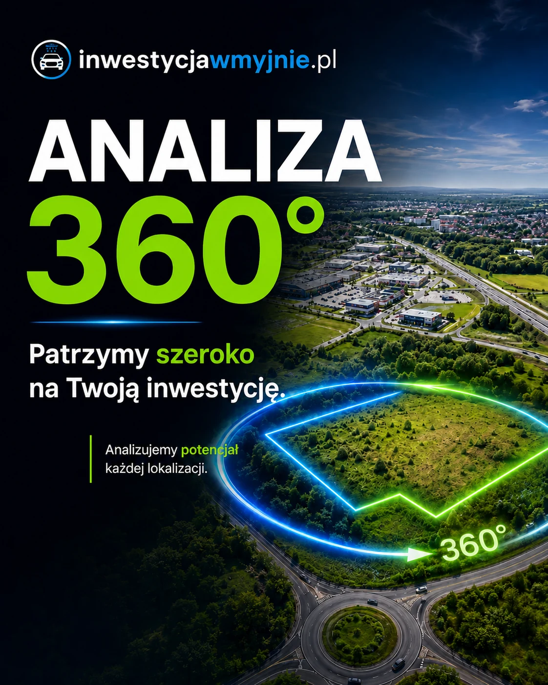 Analiza 360 stopni lokalizacji pod inwestycję w myjnię bezdotykową.